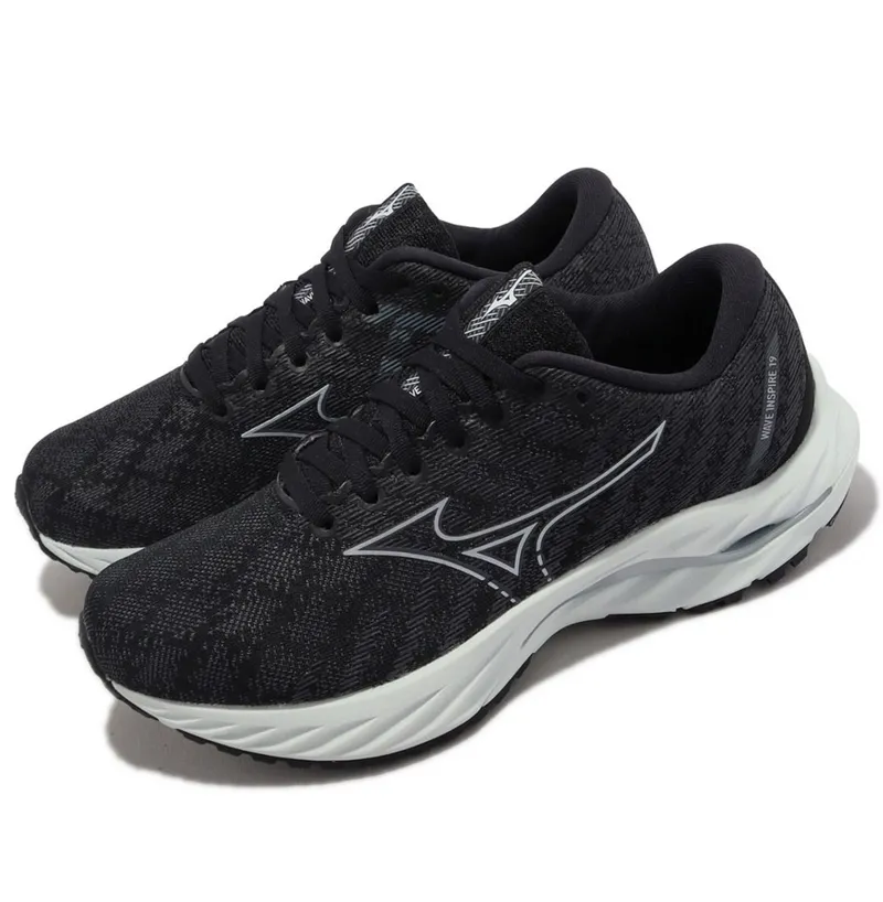 Mizuno Women's Wave Inspire 19 D Black/Silver/Snowcrest-4